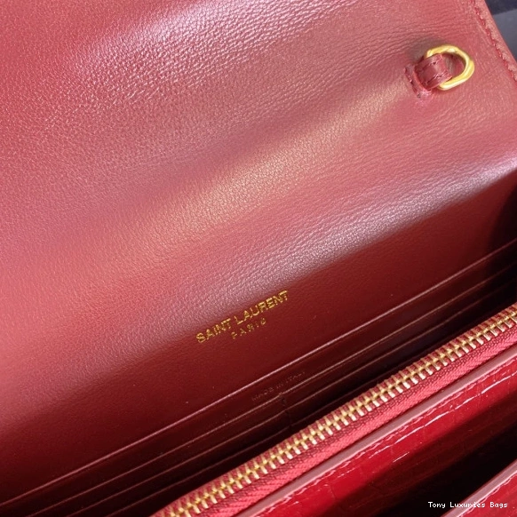 Tony Luxuries IN SHINY SUNSET LEATHER YSL CROCODILE-EMBOSSED 0716